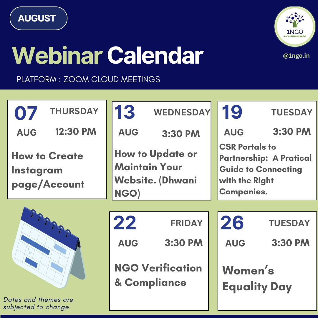 Webinar calendar 